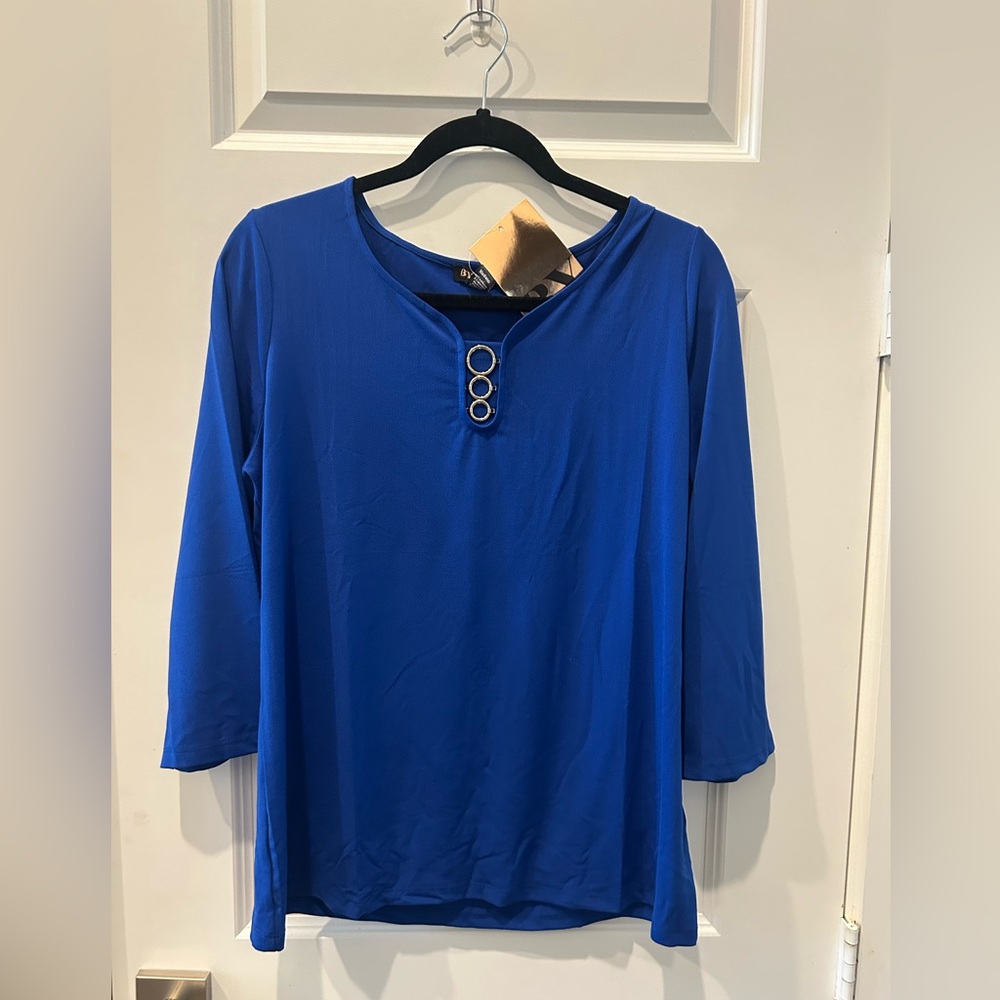 Blue Women's Blouse with Ring Detail